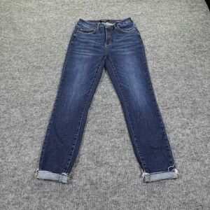 Judy Blue Jeans Womens 9/29 Blue High Rise Tummy Control Top Skinny Fit Cuffed